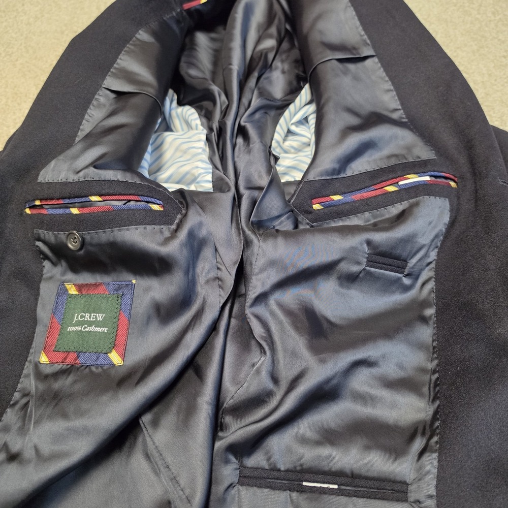 J.Crew Men's Cashmere Black Blazer Jacket Sport Coat 44 Regular Vintage - Picture 10 of 11
